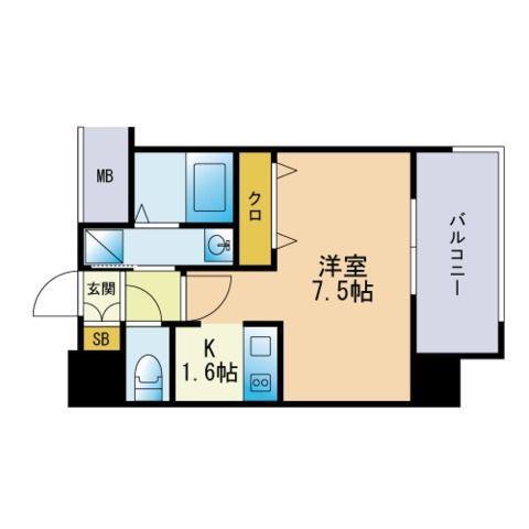 エンクレストベイ天神東Ⅲ(ワンルーム/4階)の間取り写真