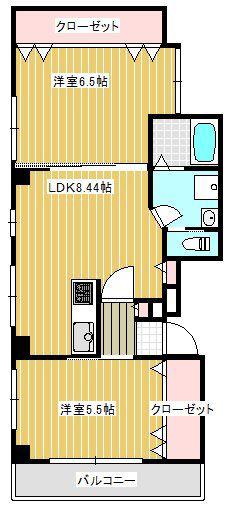 オークハイツ川越(2LDK/4階)の間取り写真