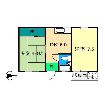 グランドパーク桜井町(2DK/2階)の間取り写真