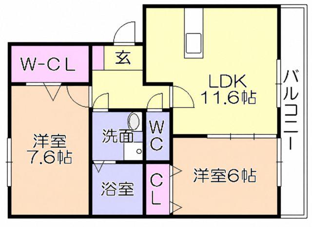 ハウスフリーデ5番館(1LDK/1階)の間取り写真