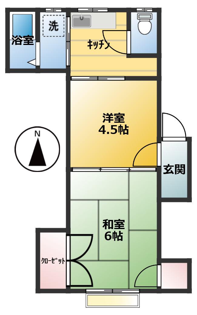 フラワーコーポ(2K/2階)の間取り写真