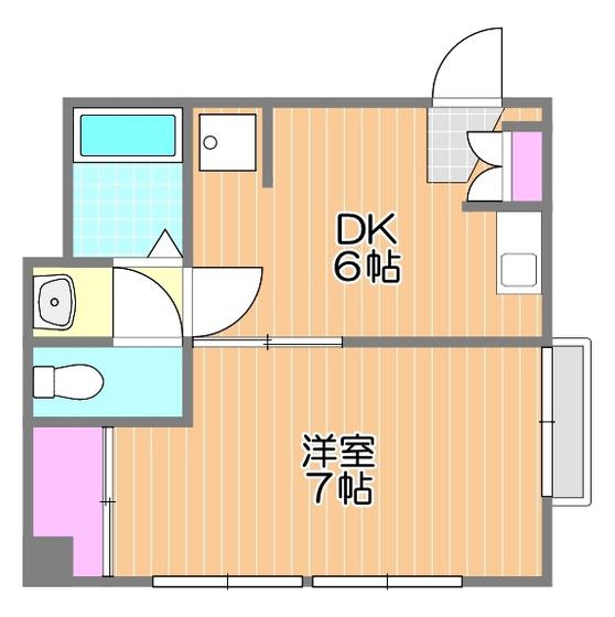 トレンディーI(1DK/2階)の間取り写真
