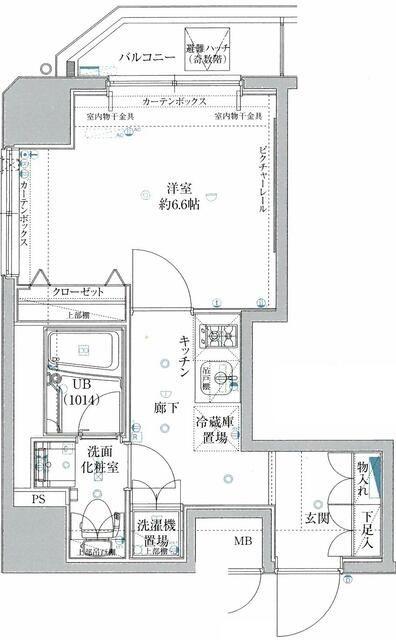 スパシエトラッド川口(1K/6階)の間取り写真