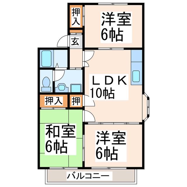 ファミール蓮台寺(3LDK/1階)の間取り写真