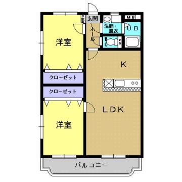 マーブルハイツ坂元A(2LDK/3階)の間取り写真