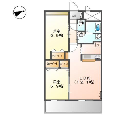 アヴァンス(2LDK/2階)の間取り写真