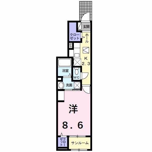 コンフォートII(1K/1階)の間取り写真