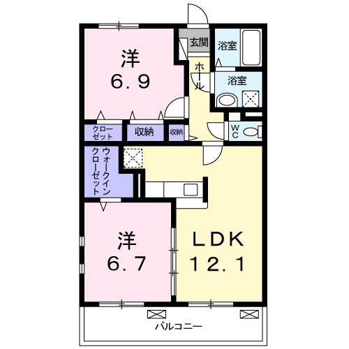 クレメントA(2LDK/3階)の間取り写真
