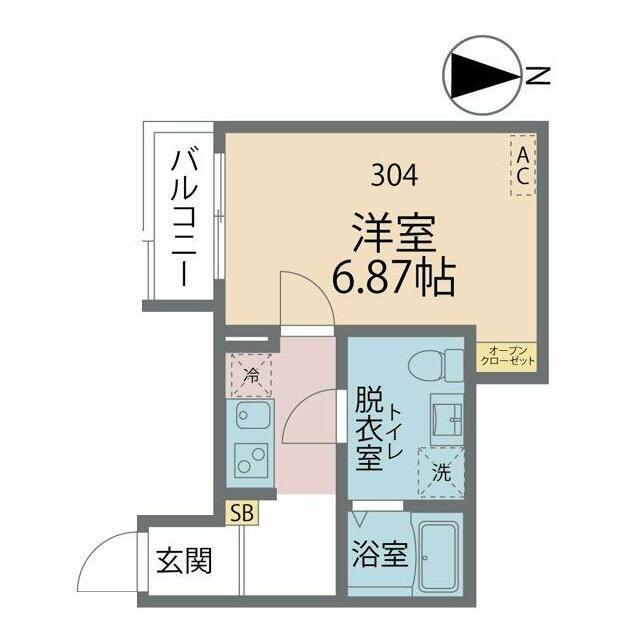 カインドネス海老名II(1K/3階)の間取り写真