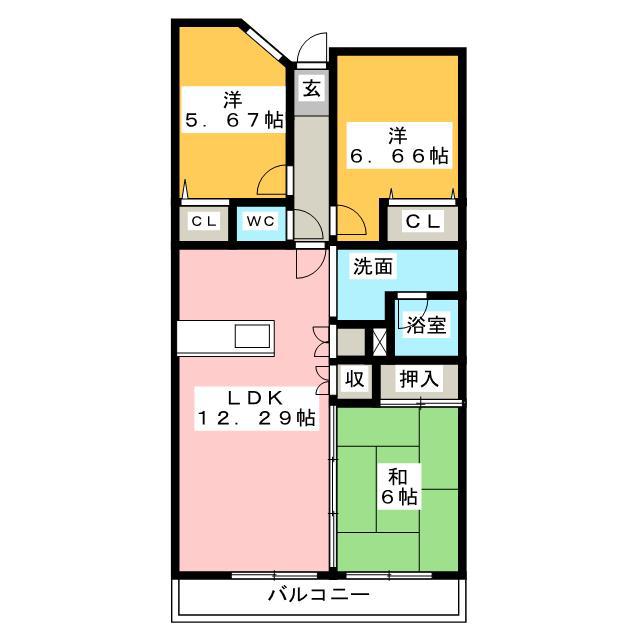 アーツ山の手三番館(3LDK/1階)の間取り写真