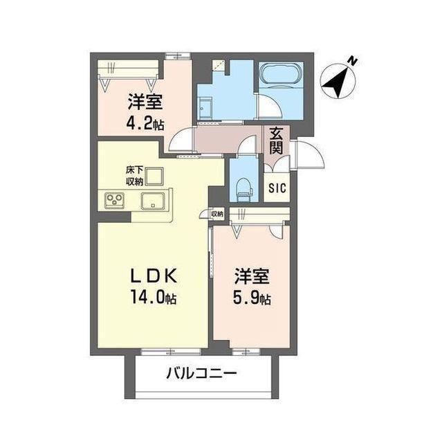 磯子区丸山1丁目マンション(2LDK/1階)の間取り写真