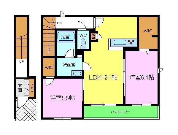 SHAMAISONテルマ(2LDK/2階)の間取り写真