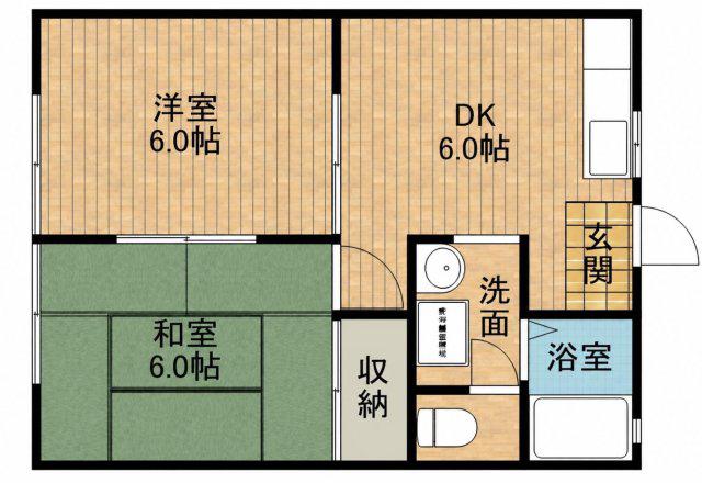 フェイスフル(2DK/1階)の間取り写真