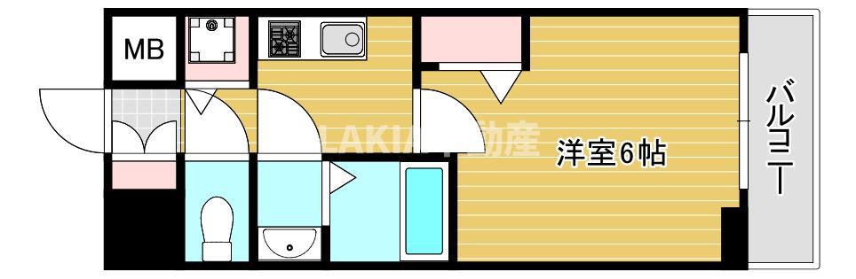 プレサンス松屋町ヴィゴラス(1K/9階)の間取り写真