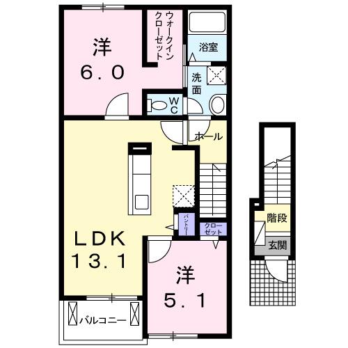 ルミナス名東 III(2LDK/2階)の間取り写真