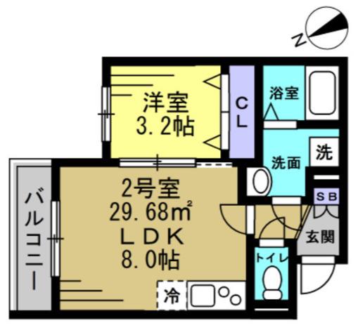 LAVAGE 上本郷(1LDK/1階)の間取り写真