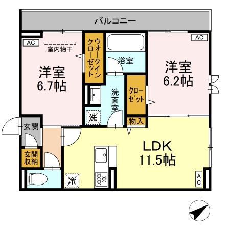 DーASPIRATION(2LDK/2階)の間取り写真