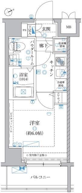 レアライズ川崎(1K/4階)の間取り写真