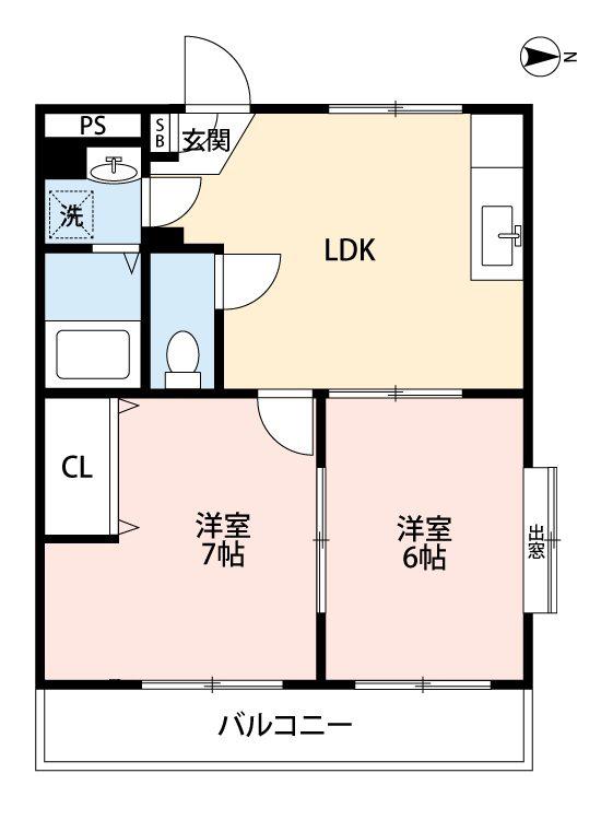 LAMOUR ASO(2LDK/1階)の間取り写真