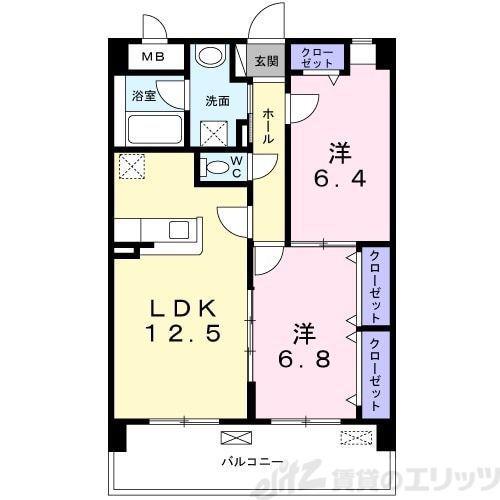 エフ レジデンス(2LDK/2階)の間取り写真