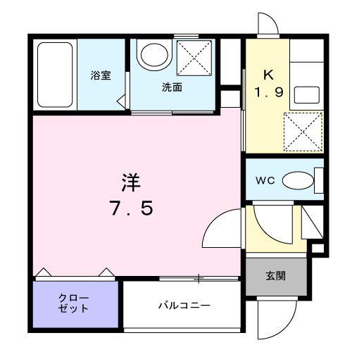 本町1丁目アパート(1K/1階)の間取り写真