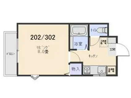 ス・プレール(1K/3階)の間取り写真