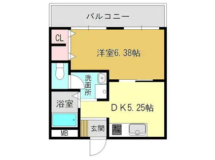 グローバル高田(1DK/3階)の間取り写真