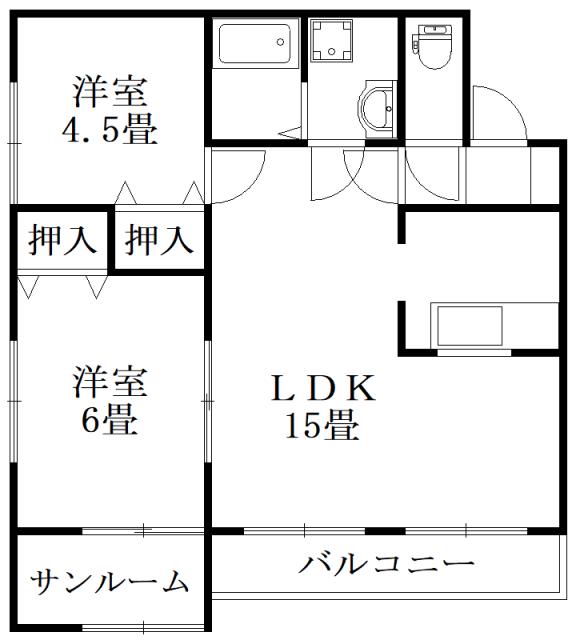 ガーデンヒルズ城南V(2LDK/5階)の間取り写真