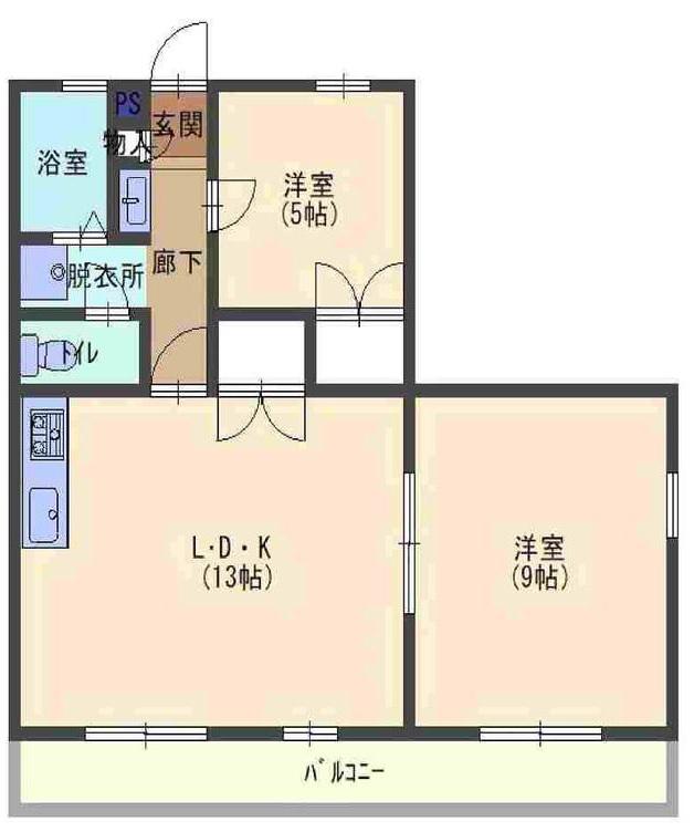 オーセンティックスクエア大久保(2LDK/2階)の間取り写真