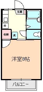 カルチェラタンE(1DK/1階)の間取り写真
