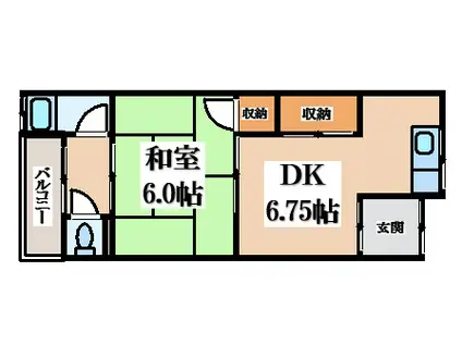 江瀬美町文化(1DK/1階)の間取り写真