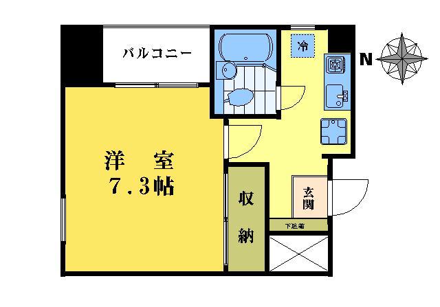 亀田ビル(1K/3階)の間取り写真