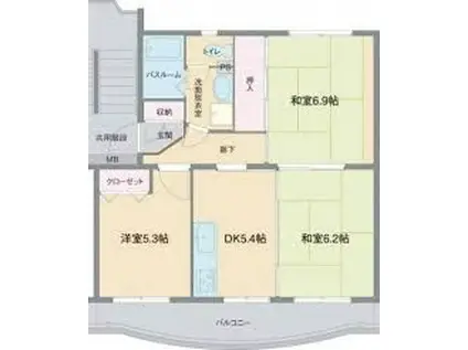 富士ハイツ(3DK/1階)の間取り写真