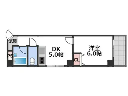 タイホウハイツ敷津Ⅲ番館(1DK/4階)の間取り写真