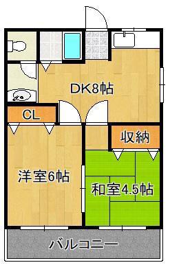 大喜ハイツ(2DK/2階)の間取り写真