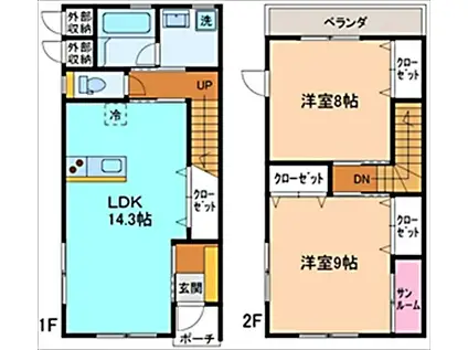 クレールT(2LDK/1階)の間取り写真