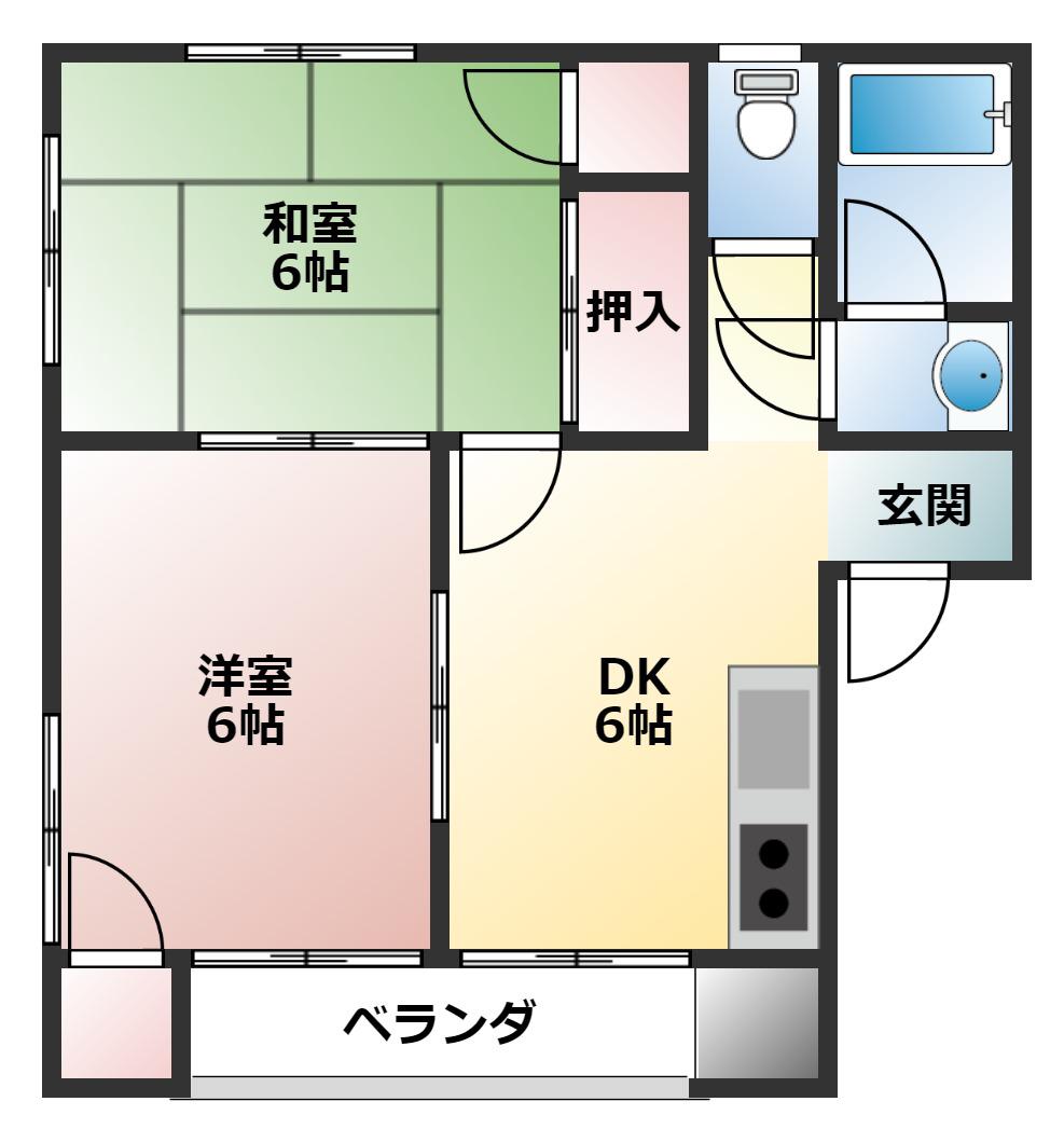 ヴィラブランシュ古江(2DK/4階)の間取り写真