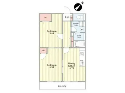 VOLD(2DK/2階)の間取り写真