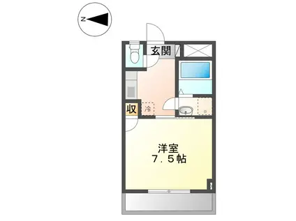 シャトーロゼ(1K/2階)の間取り写真