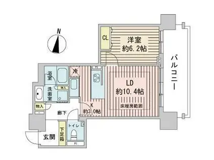 プレミストタワーズ札幌苗穂ブライトゲート(1LDK/9階)の間取り写真