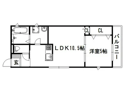 エスターテ岡崎(1LDK/1階)の間取り写真