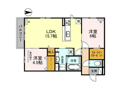 ラ・ベル・メール鳳(2LDK/1階)の間取り写真