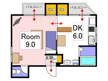 コーポオオクマ(1DK/3階)の間取り写真