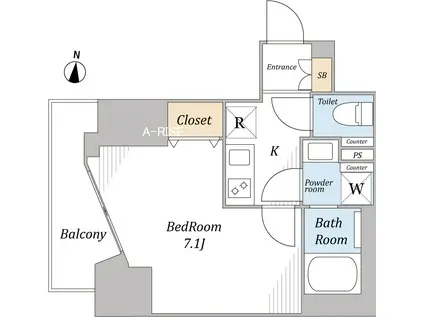 CAREEL大森海岸 禁煙マンション(1K/7階)の間取り写真