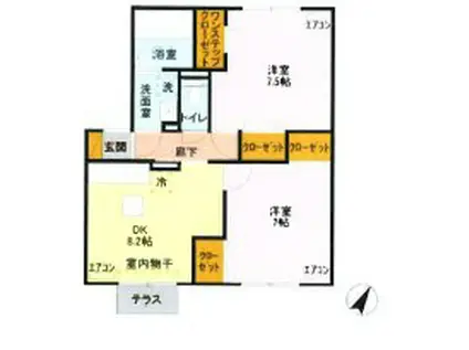 東武越生線 一本松駅(埼玉) 徒歩16分 2階建 築12年(2DK/2階)の間取り写真