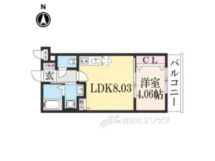 エリディア京都智恵光院(1LDK/2階)の間取り写真