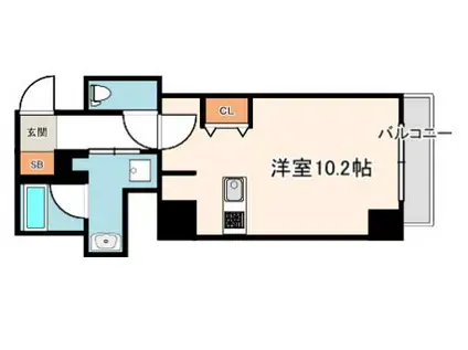 プレサンスNEO心斎橋(ワンルーム/2階)の間取り写真