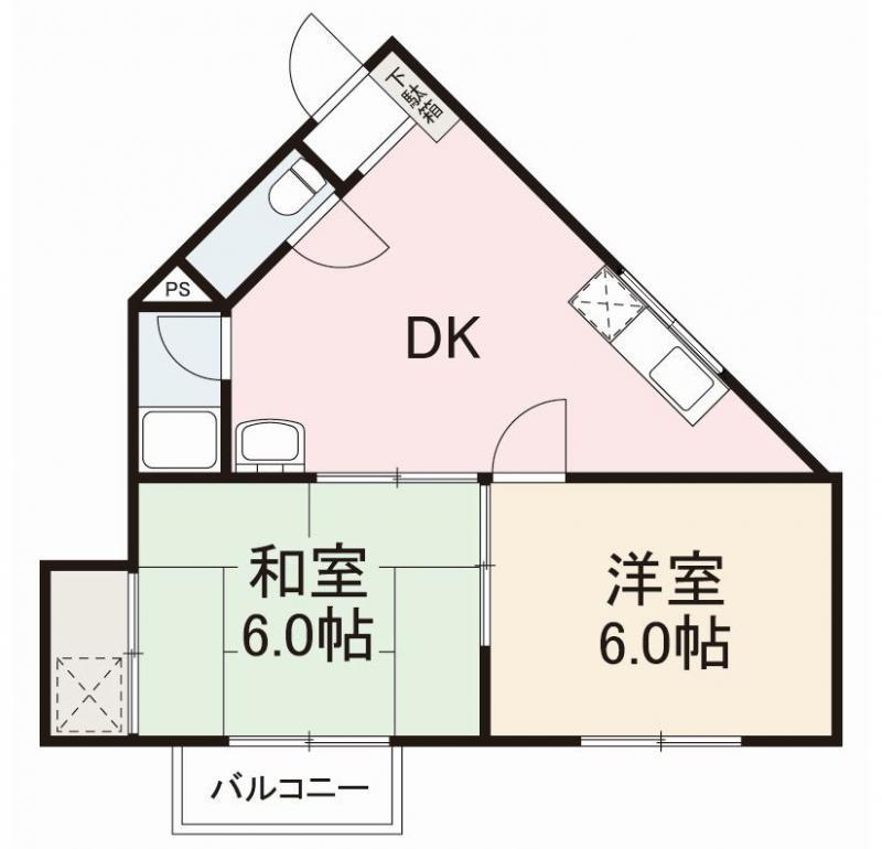 レクセラ上福岡(2DK/2階)の間取り写真