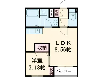 SHINE・S植松(1LDK/2階)の間取り写真