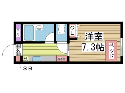 松屋北野坂ビル(1K/4階)の間取り写真